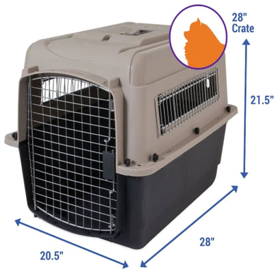 Petmate Ultra Vari 28 Inch Hard Sided Travel Crate Carrier Kennel, Taupe & Black