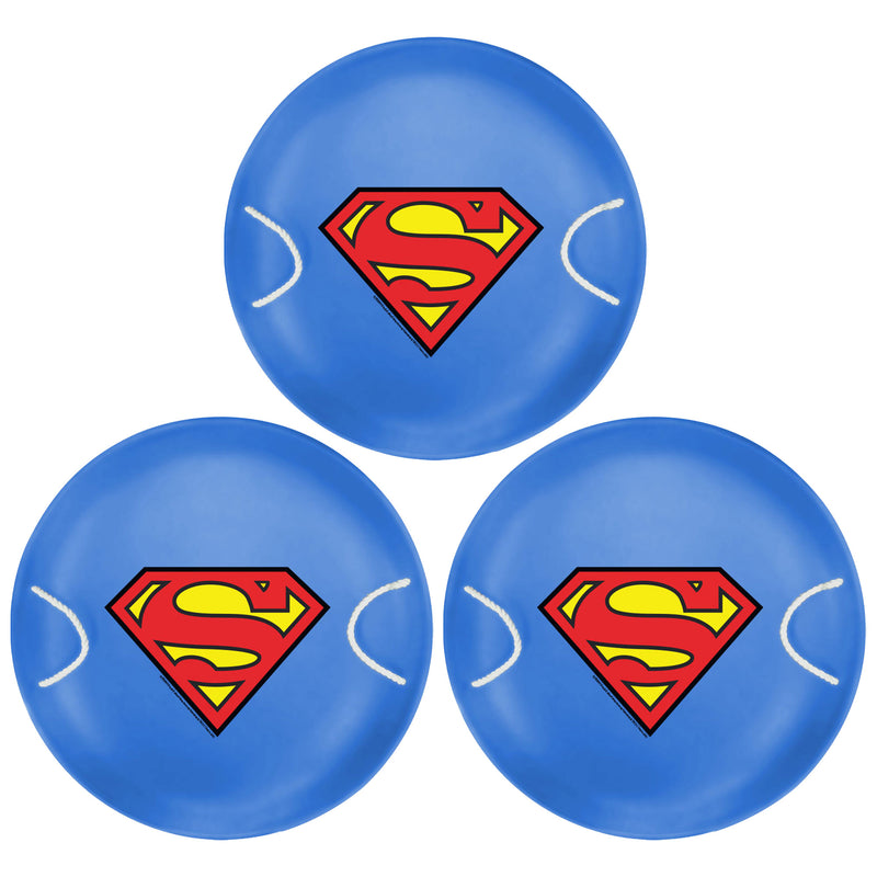 Slippery Racer 26" Heavy Duty Superman Metal Saucer Sled with Handles (3 Pack)