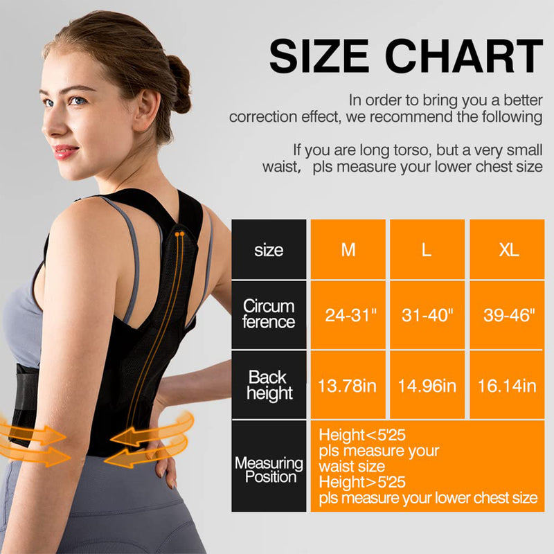 MALOOW Flexible Posture Correcting Back Brace for Upper Body Pain Relief, Medium