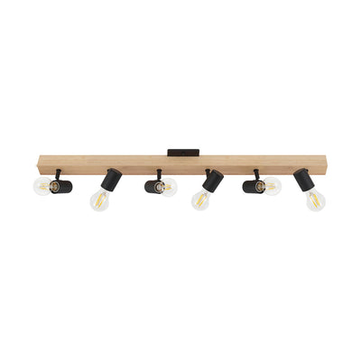 Eglo Lighting Kingswood 6 Light Track Ceiling Mount Fixture, Brown and Black