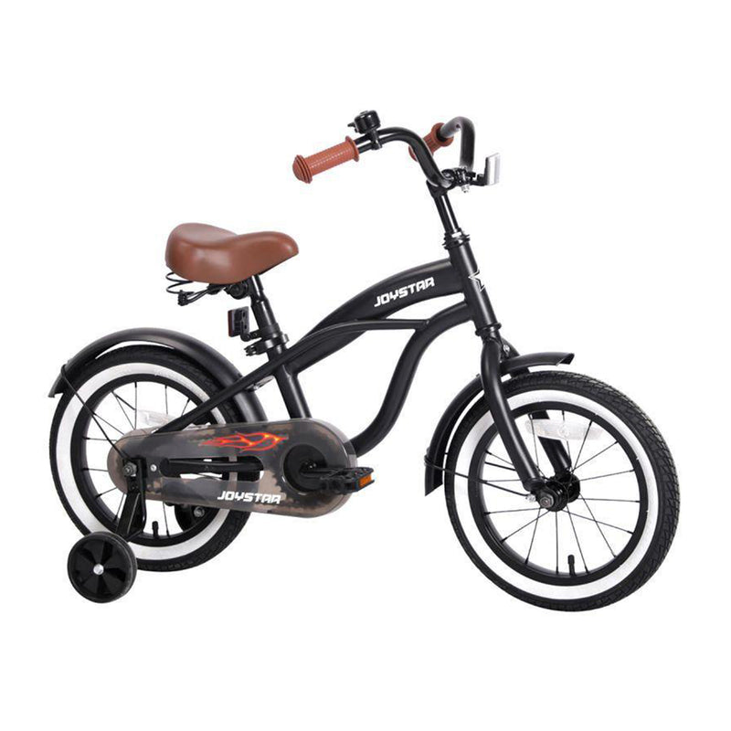 Joystar Aquaboy 14 Inch Kids Cruiser Bike w/ Training Wheels, Ages 3 to 5, Black - VMInnovations