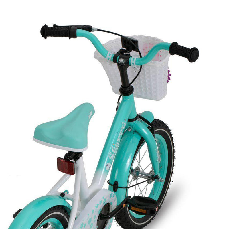 Joystar Starry 16" Kids Bike Ages 4 to 7 w/ Training Wheels & Basket, Mint Green