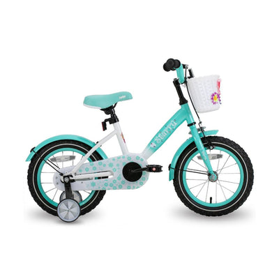 Joystar Starry 18" Kids Bike Ages 5 to 9 w/ Training Wheels & Basket, Mint Green