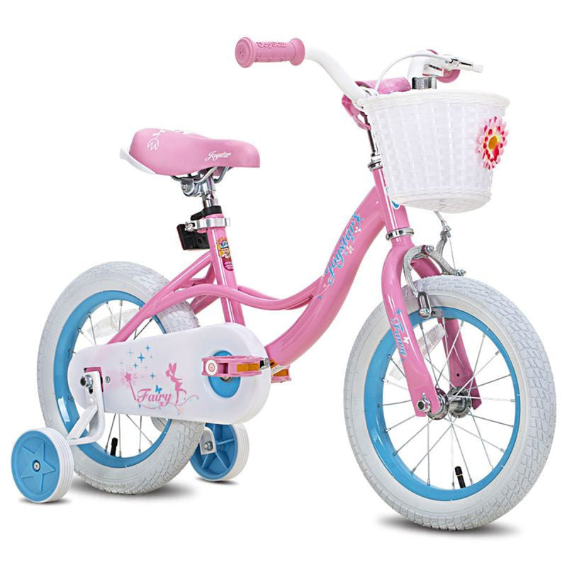 Joystar Fairy 12 In Kids Bike w/ Training Wheels for Ages 2 to 4, Pink and Blue