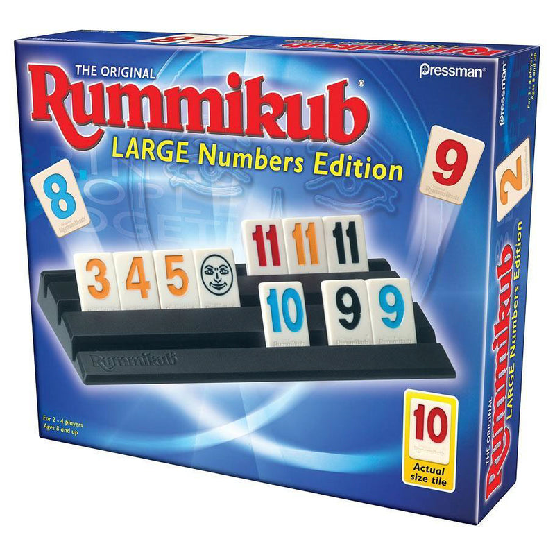 JAX Sequence Jumbo Edition with Pressman Rummikub Large Numbers Edition, Blue