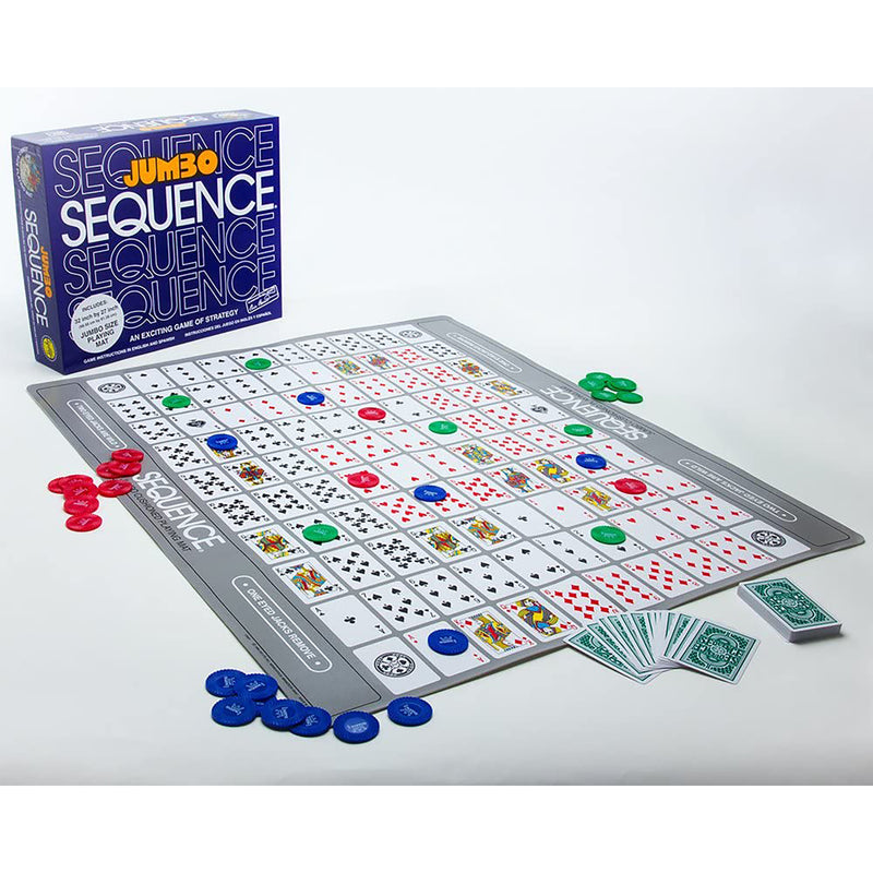 JAX Sequence Jumbo Edition with Deluxe Playing Mat, 104 Cards, And 150 Chips