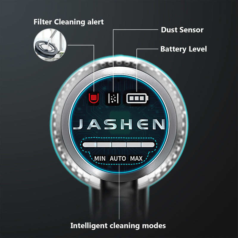 JASHEN V18 Cordless Rechargeable 350W Vacuum Cleaner with Smart Screen, Blue