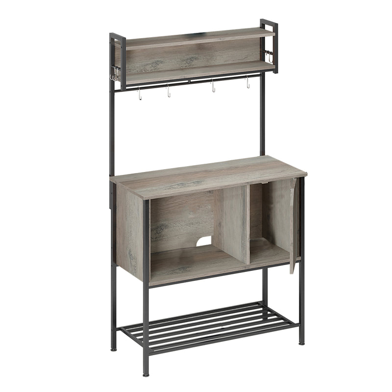 Bestier Modern Multifunctional Hutch with Hanging Hooks, 60 Inches Tall, Gray
