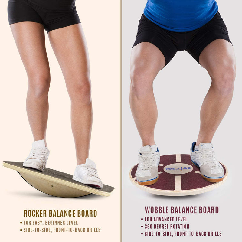 Yes4All 17.5 Inch Professional Exercise Wooden Balance Rocker & Foot Rest Board