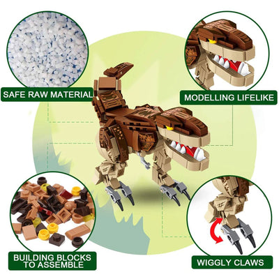 Panlos 8 in 1 Dinosaur and Robot Toy Model Building Blocks Model Kit, 979 Pieces