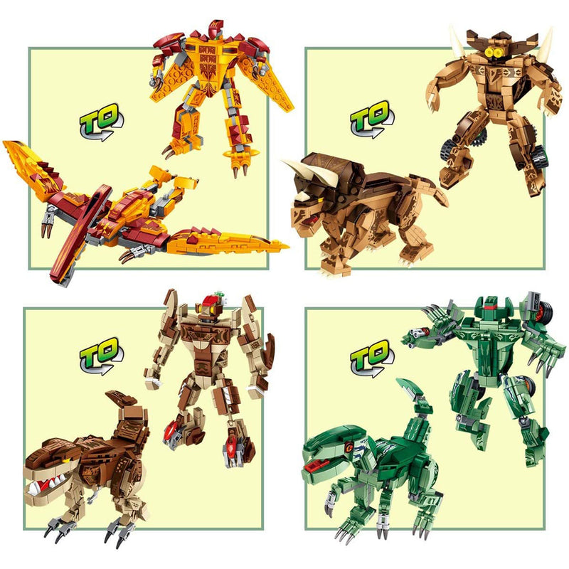 Panlos 8 in 1 Dinosaur and Robot Toy Model Building Blocks Model Kit, 979 Pieces