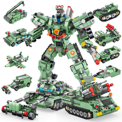 Panlos 8 In 1 Military Strategic Tank Robot Model Building Brick Set, 832 Pieces