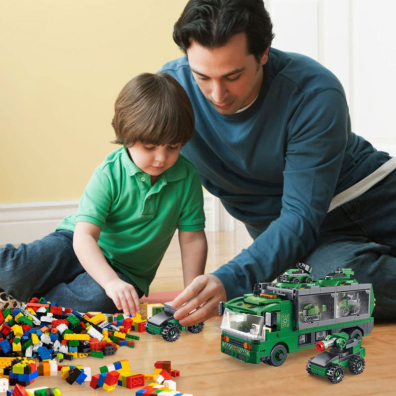 PANLOS 6 in 1 Truck Robot Toy Model Construction Building Brick Block, 655 Piece
