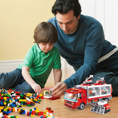 PANLOS 6 in 1 Fire Truck Robot Toy Model Construction Building Block, 655 Pieces