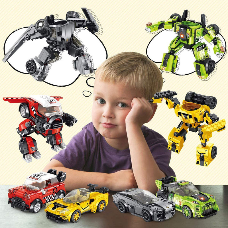 PANLOS 8 in 1 Car Robot Toy Model Construction Building Brick Block, 862 Pieces