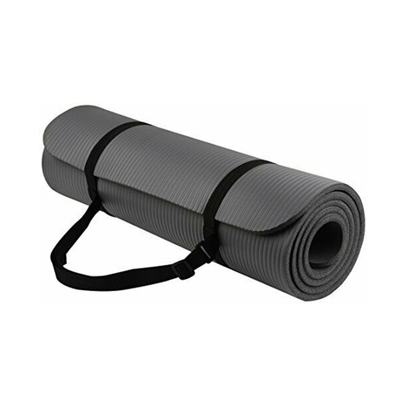 BalanceFrom Fitness GoYoga 71x24in Anti Tear Exercise Yoga Mat with Strap, Gray