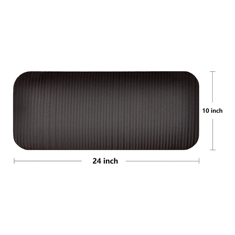 BalanceFrom Fitness GoYoga+ 71x24in Exercise Yoga Mat w/Knee Pad & Strap, Black