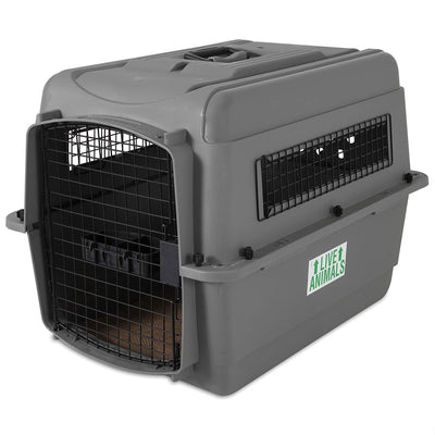 Petmate Sky 28 Inch Hard Sided Ventilated Pet Travel Carrier Dog Crate, Gray