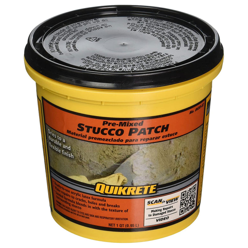 QUIKRETE Pre Mixed Stucco Patch Exterior Wall Repair for Cracks and Holes, 1 Qt
