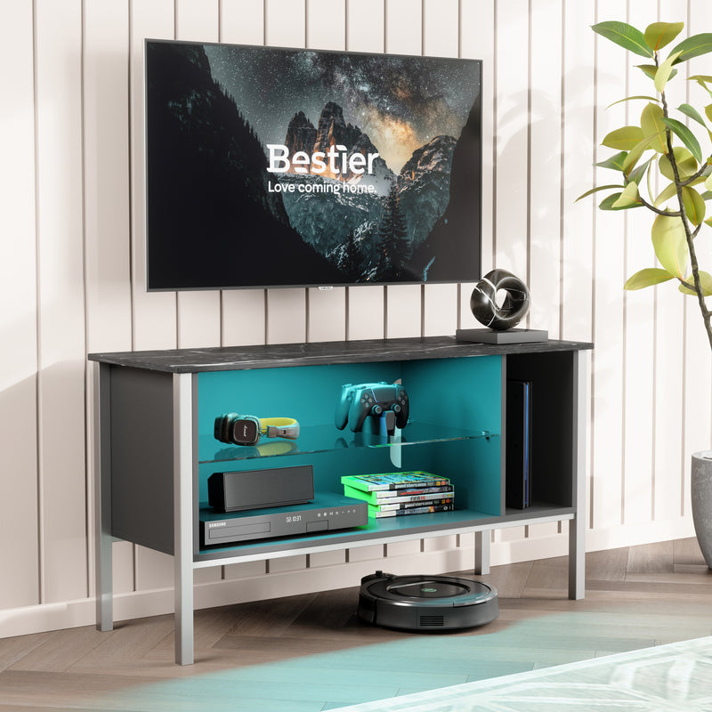Bestier Gaming Entertainment TV Stand Center with Storage Shelf, 44 Inch, Marble