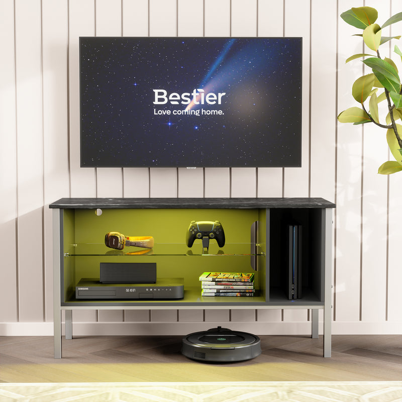Bestier Gaming Entertainment TV Stand Center with Storage Shelf, 44 Inch, Marble