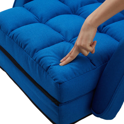 Jomeed Indoor Folding Chaise Lounge Chair with Armrests and Chaise Pillow, Blue