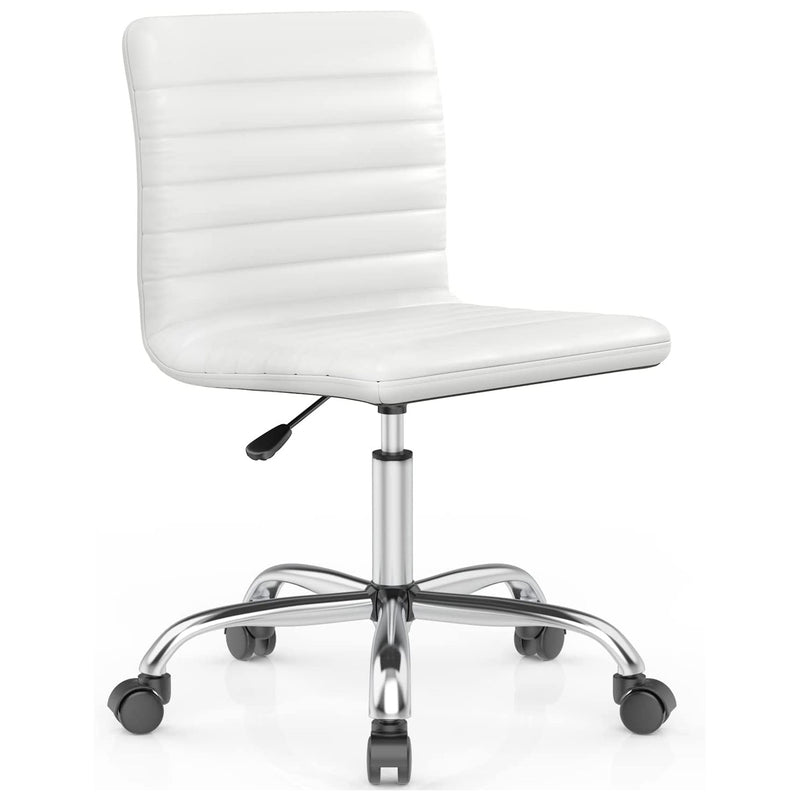 Smugdesk C-1391-WT Ergonomic Armless Swivel Desk Chair for Office & Home, White