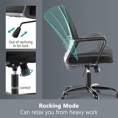 Smugdesk Mid Back Swivel Desk Chair w/ Adjustable Height & Lumbar Support, Black