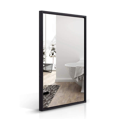 Modern 20 x 28 Inch Rectangular Hanging Bathroom Vanity Mirror, Black (Used)