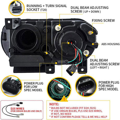 Vland RBG Projector Headlights for 08-14 Dodge Challenger, Black (Open Box)