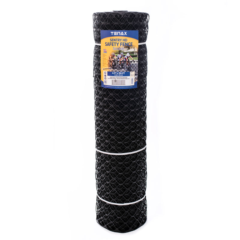 Tenax HDPE Plastic Commercial Mesh Sentry HD Roadwork Fencing, 4x50 Feet, Black