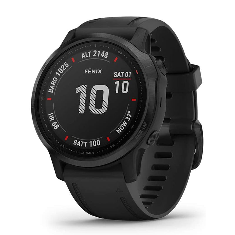 Garmin 42 MM fenix 6S Pro Multisport GPS Smartwatch with Silicone Band, Black