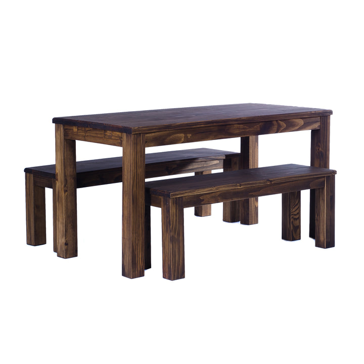 Solid Brazilian Pine Wood Dining Table, 47 X 30 Inches, Oak Antique (Used)