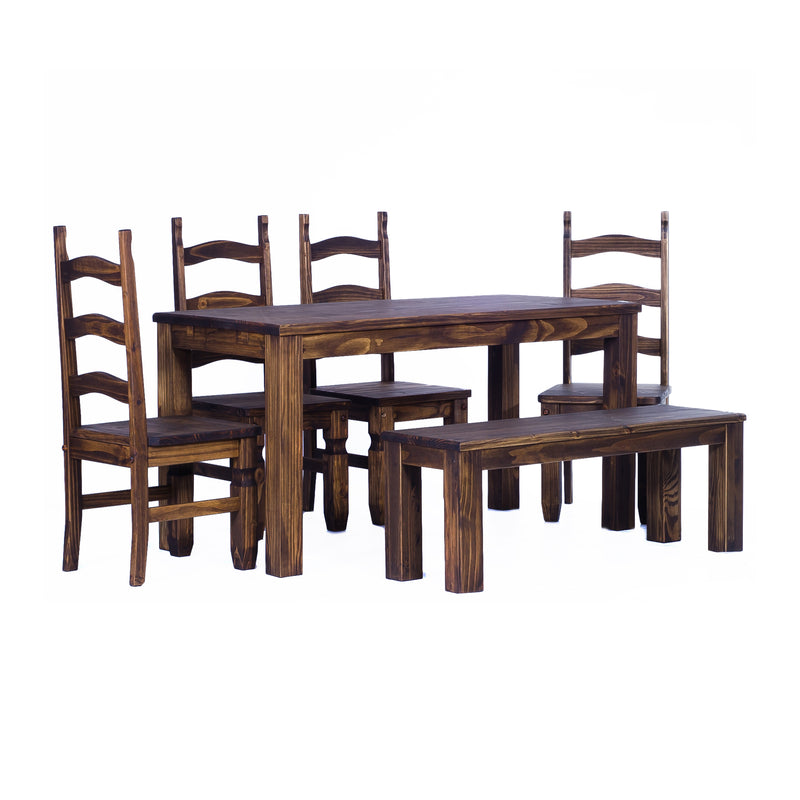 Solid Brazilian Pine Wood Dining Table, 47 X 30 Inches, Oak Antique (Used)