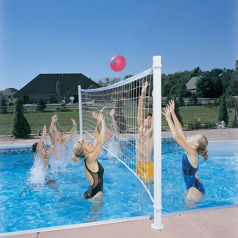 Dunn-Rite Poolside Basketball Hoop w/ ProVolly Regulation Volleyball Set & Ball
