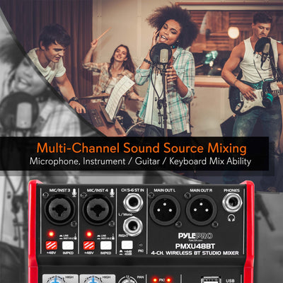 Pyle 4 Channel Bluetooth DJ Studio Sound Board Console System w/ USB (Used)