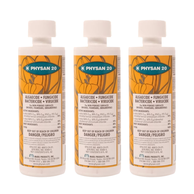 Hydrofarm Physan 20 Disinfectant Fungicide Virucide Algaecide, 16 Oz, (3 Pack)