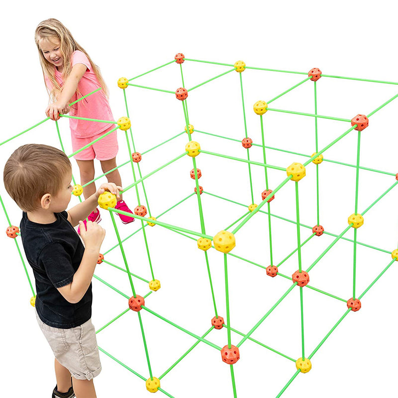 Funphix Glow in the Dark Poles and Yellow/Orange Balls Fort Play Kit, 154 pieces