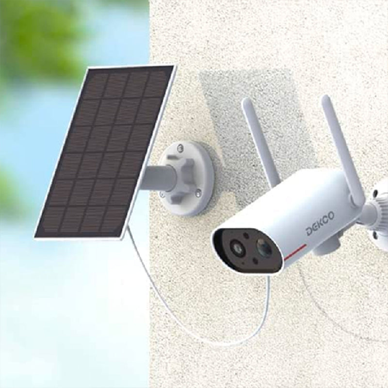 DEKCO WiFi Rotating Outdoor Solar Powered Home Security Camera with Night Vision