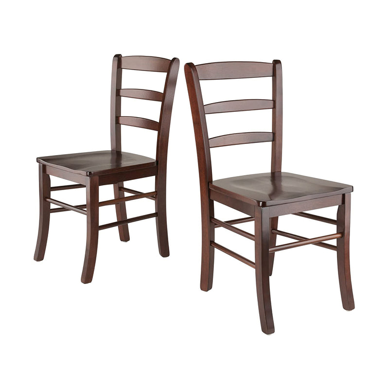 Winsome Solid Wood Benjamin Ladder Back Dining Chairs, Walnut Finish (Set of 2)