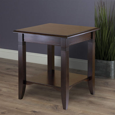 Winsome 21.97 Inch Tall Solid Wood Nolan Occasional Side End Table, Cappuccino