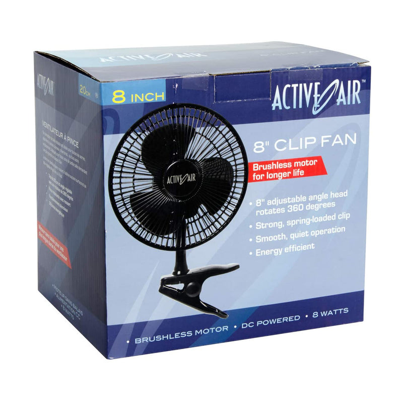 Active Air 8in Clip On 7.5W Brushless Motor Hydroponic Garden Grow Fan(Open Box)