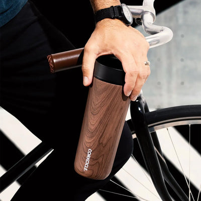 Corkcicle Commuter Cup 17 Ounce Insulated Spill Proof Coffee Mug, Walnut Wood