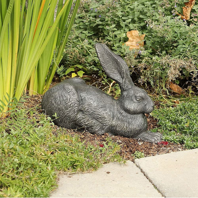Achla Designs 13 Inch Rabbit Outdoor Lawn Décor Garden Figurine Statue, Charcoal