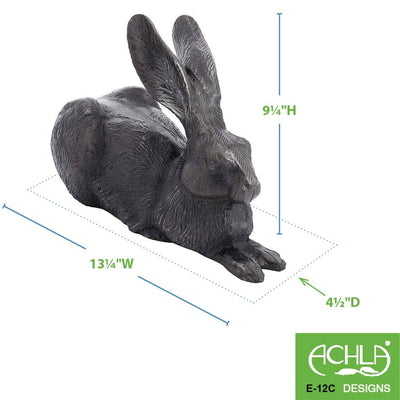 Achla Designs 13 Inch Rabbit Outdoor Lawn Décor Garden Figurine Statue, Charcoal