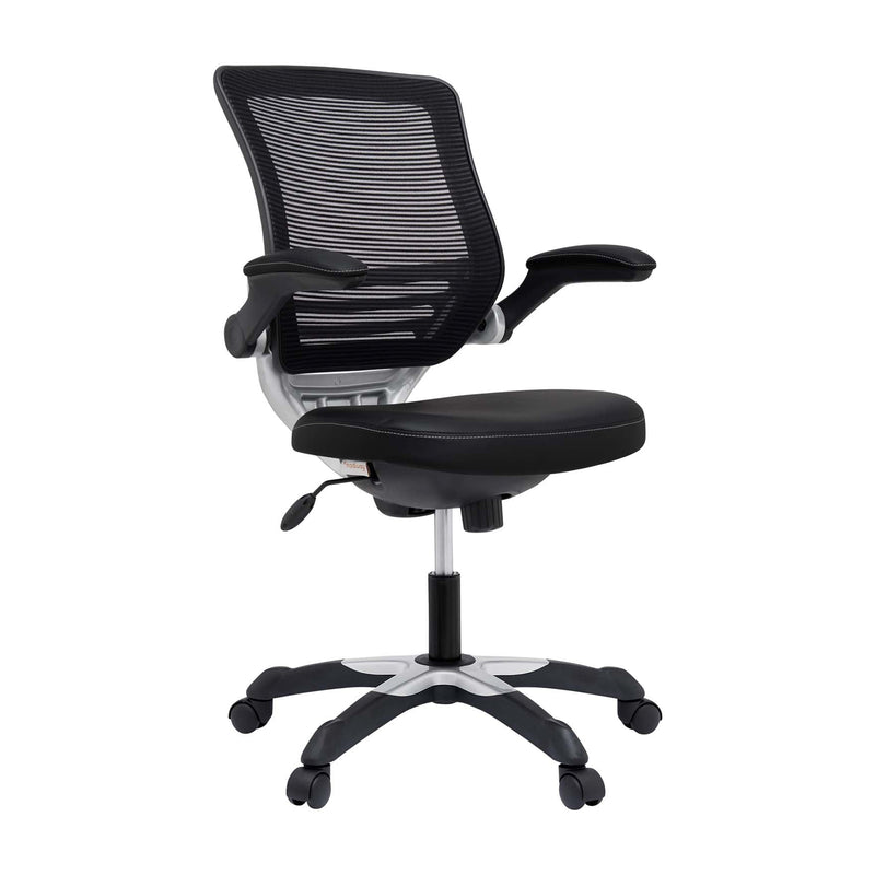 Modway Edge Vinyl Office Chair, Adjustable from 17.5 to 21 Inches High, Black