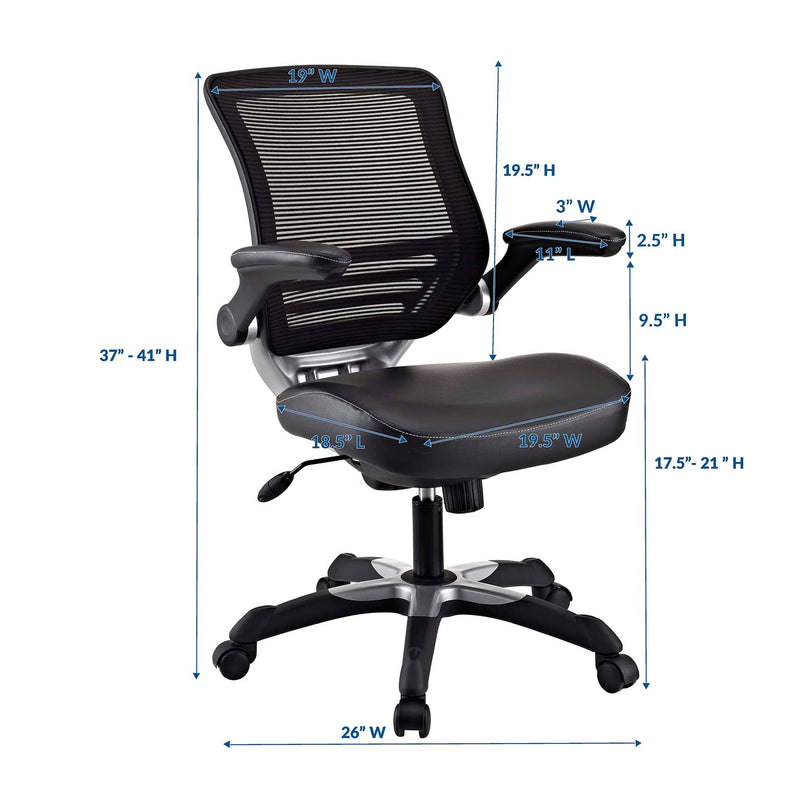 Modway Edge Vinyl Office Chair, Adjustable from 17.5 to 21 In High (For Parts)