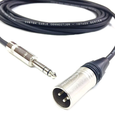 Custom Cable Connection 100 Ft XLR Male to 0.25 In TRS Cable with Neutrik Links