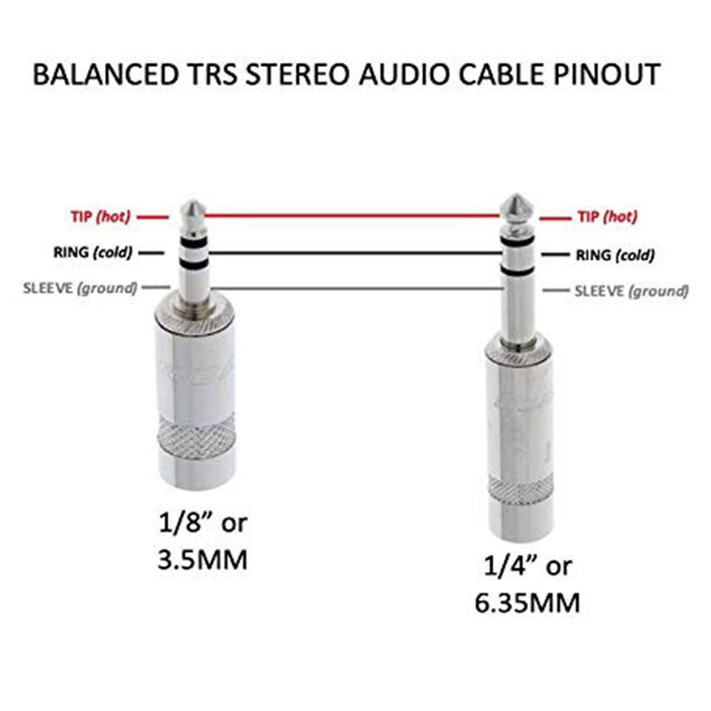 Custom Cable Connection 50 Foot 3.5MM to 0.25 In TRS Stereo Audio Balanced Cable