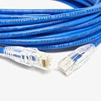 Custom Cable Connection 50 Foot 350 MHz Cat 5e Ethernet Patch Plenum Cable, Blue